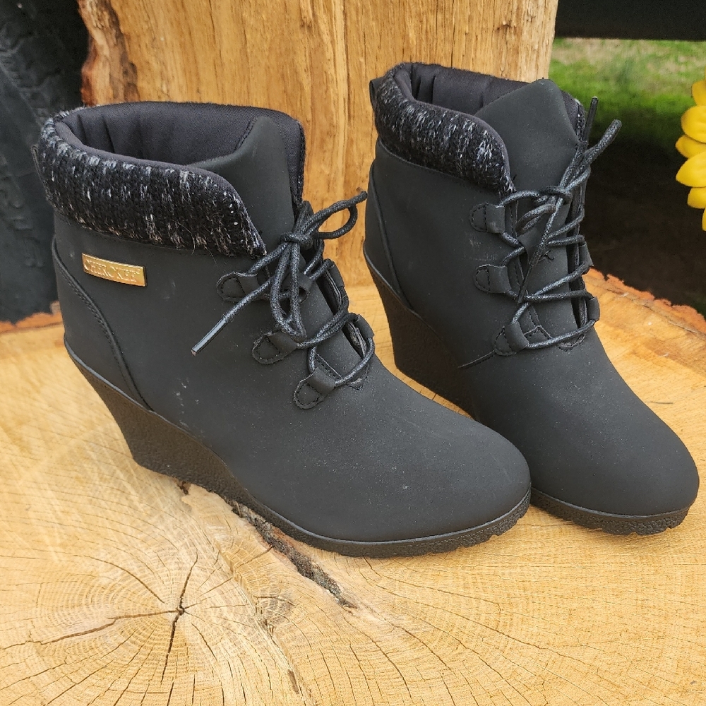 Cherokee Black Wedge Ankle Boots